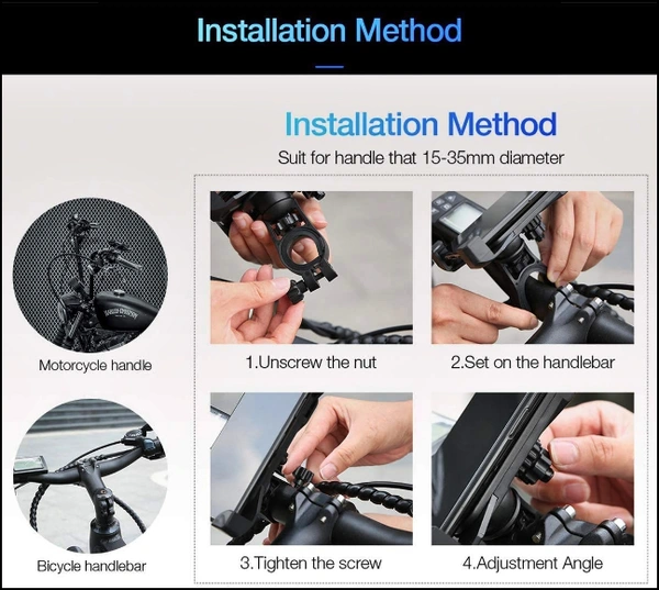 Bike Phone Mount Anti Shake and Stable Cradle Clamp with 360° Rotation Bicycle Phone Mount/Bike Accessories/Bike Phone Holder -Black 